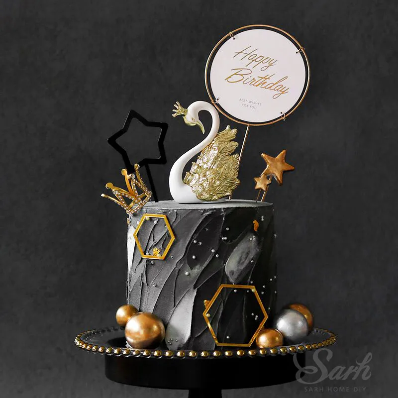 Золотое перо Корона лебедь торт Топпер День рождения украшение для юбилея сладкие подарки детский душ ребенок девочка принадлежности для выпечки