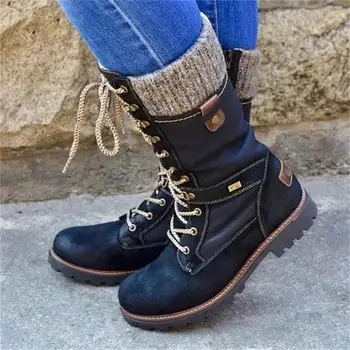 

Fall winter 2020 round head low heel wool side zipper mid boot boot size 43
