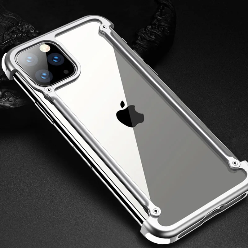 Алюминиевый металлический бампер Oatsbasf для Apple iPhone 11/Pro/Max, Роскошный чехол-подушка безопасности, Жесткий Чехол для iPhone 11 - Цвет: Серебристый