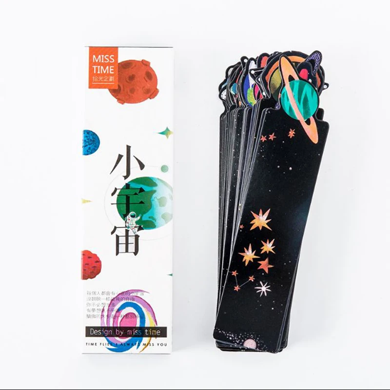 30 Pcs/Pack Various Planet Bookmark Paper Cartoon Animals Marks Book Reading Item Creative Gift for Kids Children Stationery