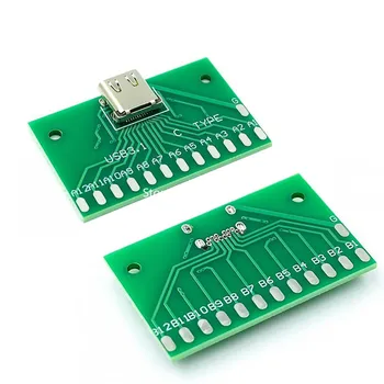 

2pcs USB Type-C Female Connector Adapter Test Board USB 3.1 24P Socket Base PCB Board For Arduino Type C Connectors 24Pin