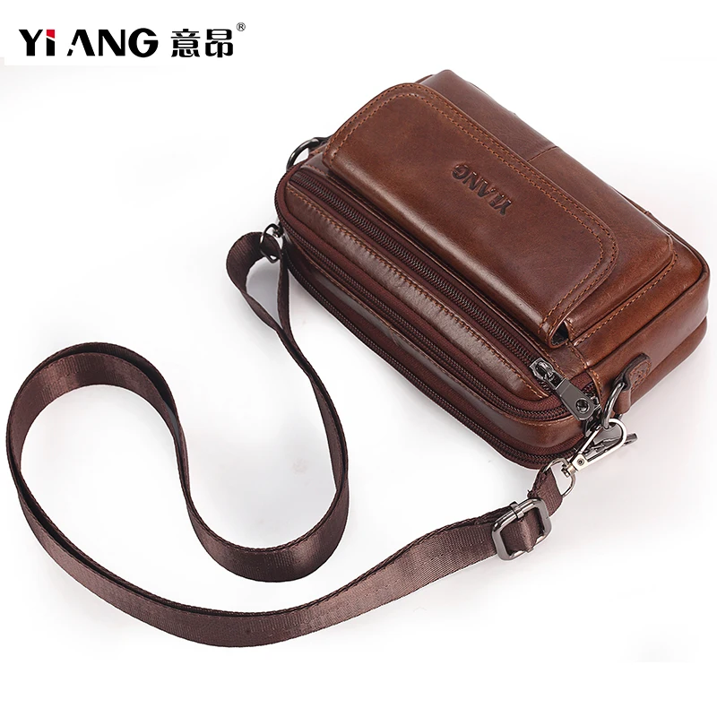 YIANG-High-Quality-Leather-Men-Shoulder-Bags-Phone-Belt-Bag-Multi ...