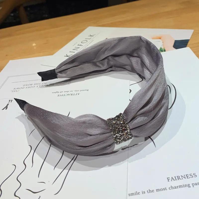 7side knotted Корейские стразы с кристаллами и бриллиантами, повязка на голову для женщин, одноцветная атласная лента для волос, женский бутик аксессуаров для волос, ободок для волос - Цвет: 7side knotted
