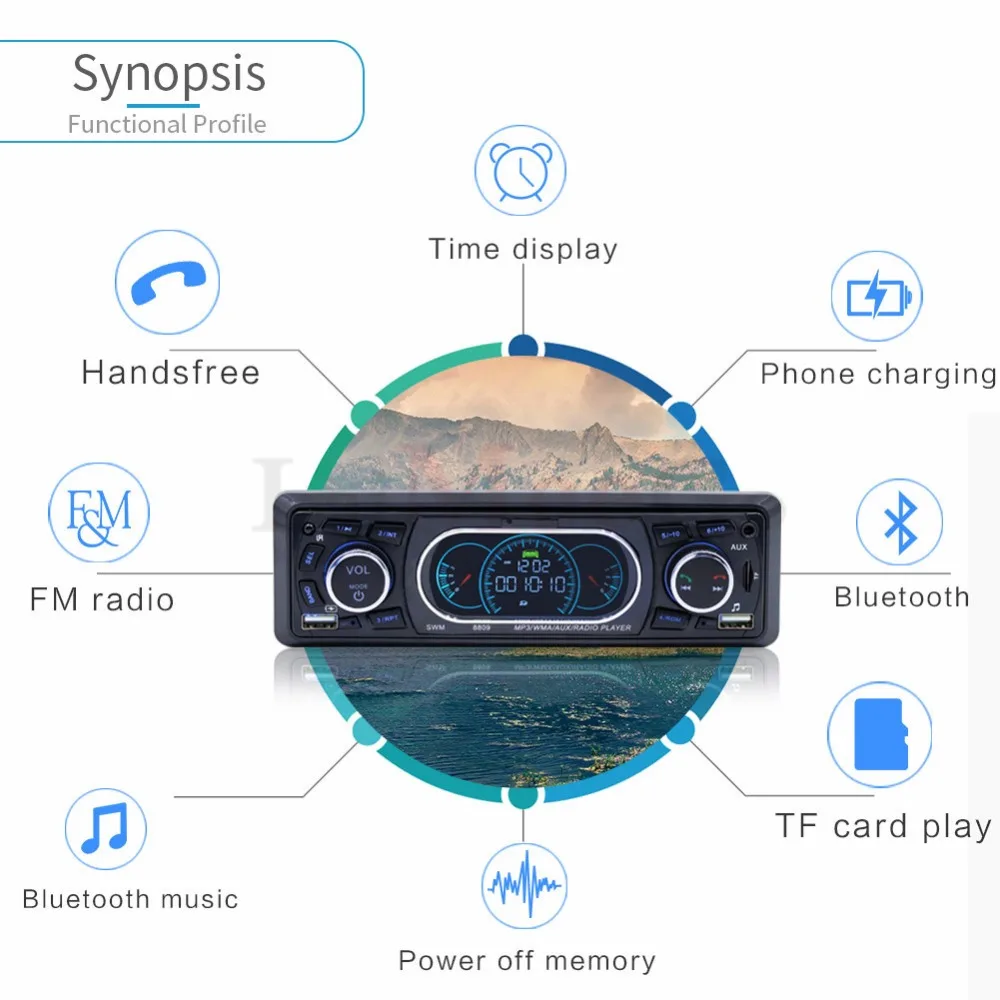 Электрон 1din музыкальный автомобильный радиоприемник Универсальный 1 DIN 12 В FM MP3 Bluetooth Авторадио Hands-free вызов авто динамик In-dash стерео