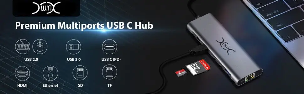 YXwin концентратор USB type C для нескольких USB 3,0 HDMI RJ45 VGA для MacBook Pro Аксессуары USB разветвитель мульти 9 портов type C концентратор USB C концентратор