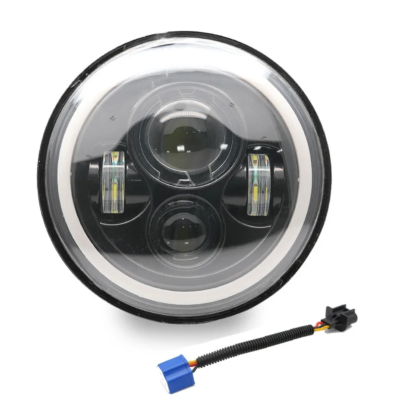 1 piece headlight 7 дюймовый круглый светодиодный фар 70 Вт с Белый Halo Угол Eyes DRL Поворотная сигнальная лампа для Jeep Wrangler CJ-8 CJ-7 для Land Rover защиты - Цвет: 1 piece headlight