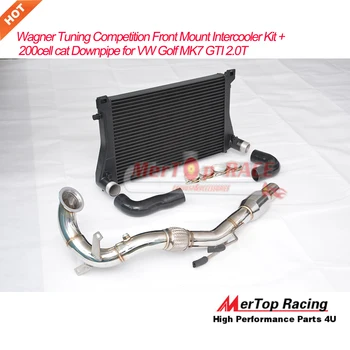 

MERTOP RACE Front Mount Intercooler+Silicone hose Kit + 200cell cat Downpipe for MK7 /A3 TT 1.8T 2.0T