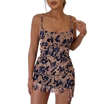 

2020 New Fashion Women Summer Sexy Loose Strap Mini Dress White Casual Lace Sleeveless Backless Dress Beach Holiday Dress