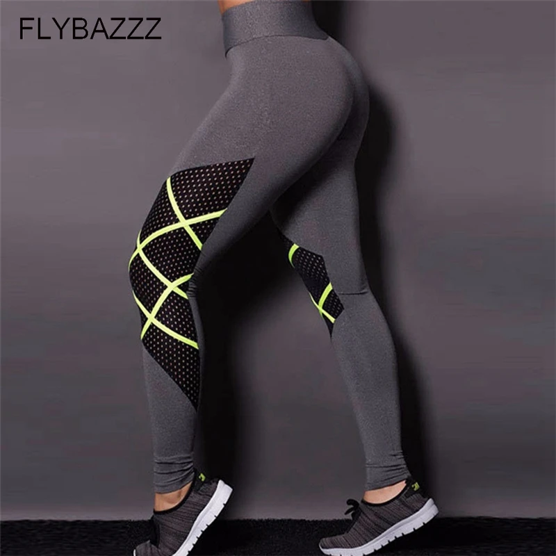 

Woman High Waist Sexy Mesh Leggings Patchwork Fitness Gym Pants Polyester Push Up Casual Elastic Skinny Breathable Women Legging