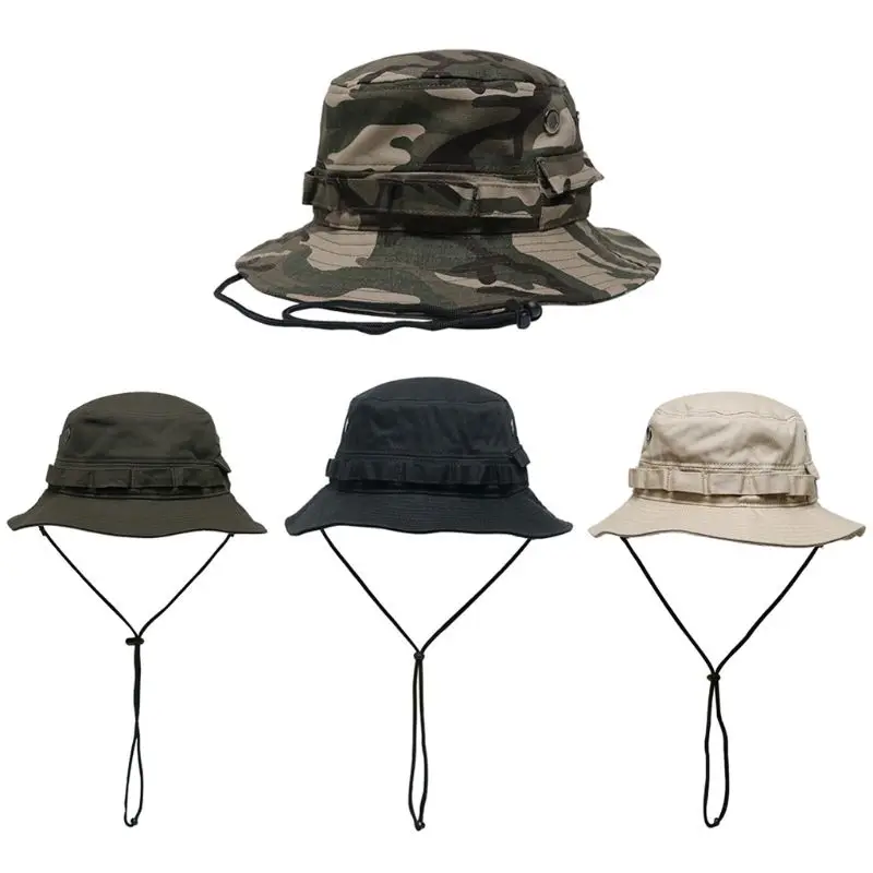 Solid Bucket Sun-Hat Cotton Unisex Sun Protection Bonnie Fisherman Hat Summer Packable 