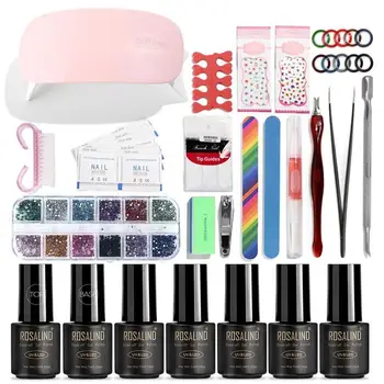 

Manicure Set Uv LED Lamp Dryer With 7 Pcs Acrylic Polygel Nail Kit Soak Off Electric Nail Brush Diamonds For Nail Art Tools Set