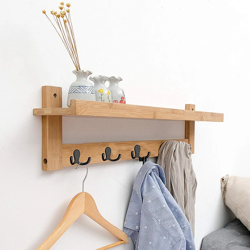 8 Pack Heavy Duty Double Prong Coat Hooks Wall Mounted with 16 Screws Retro Double Robe Hooks Utility Hooks for Coat, Scarf, Bag