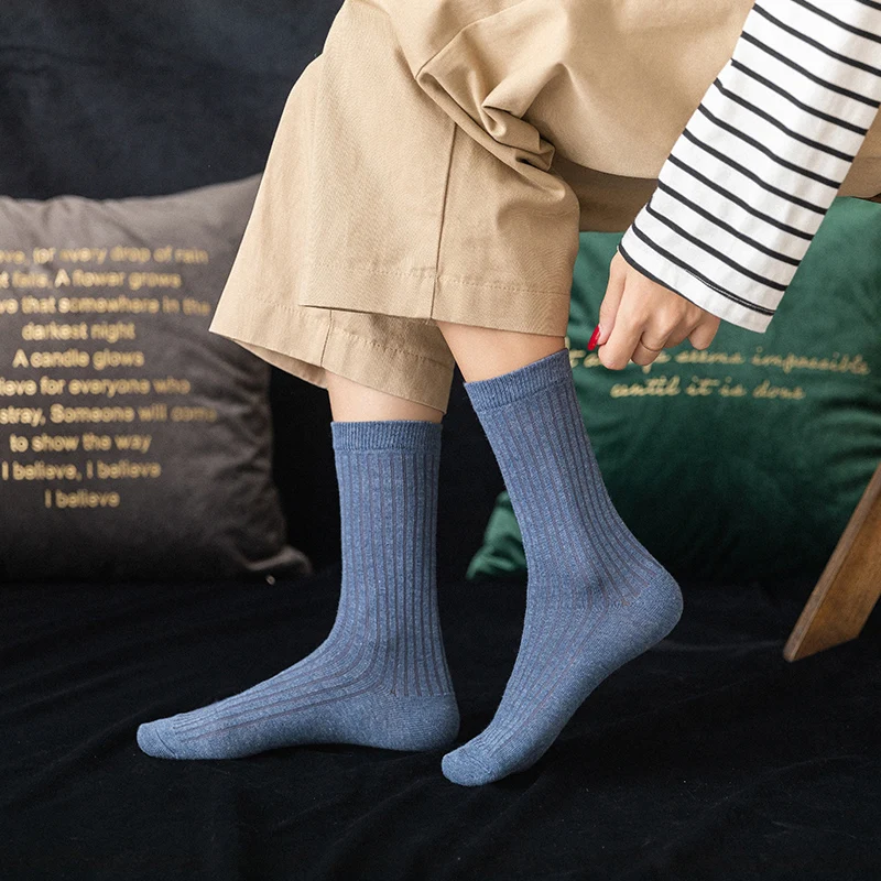 CARTELO Spring Women Solid Color Thin Socks Ladies Middle Tube Socks Colorful Cusal Girls Breathable Cotton Adult Casual Sox