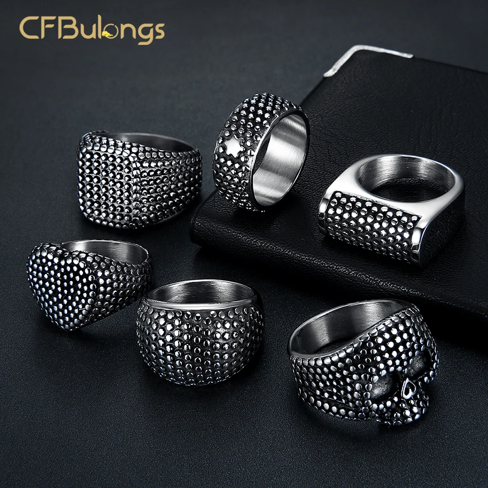 Мужская перстень CFBulongs винтажная Геометрическая из нержавеющей стали 316L мужское