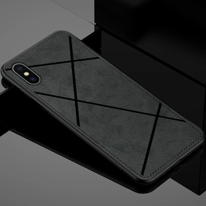 Чехол для iPhone xsmax xr x, чехол для iPhone 6, 6s, 7, 8 plus, задняя крышка, ударопрочный, тканевый, мягкий, tpu, xs max, 7 plus, 8 plus, корпус, capas - Цвет: black