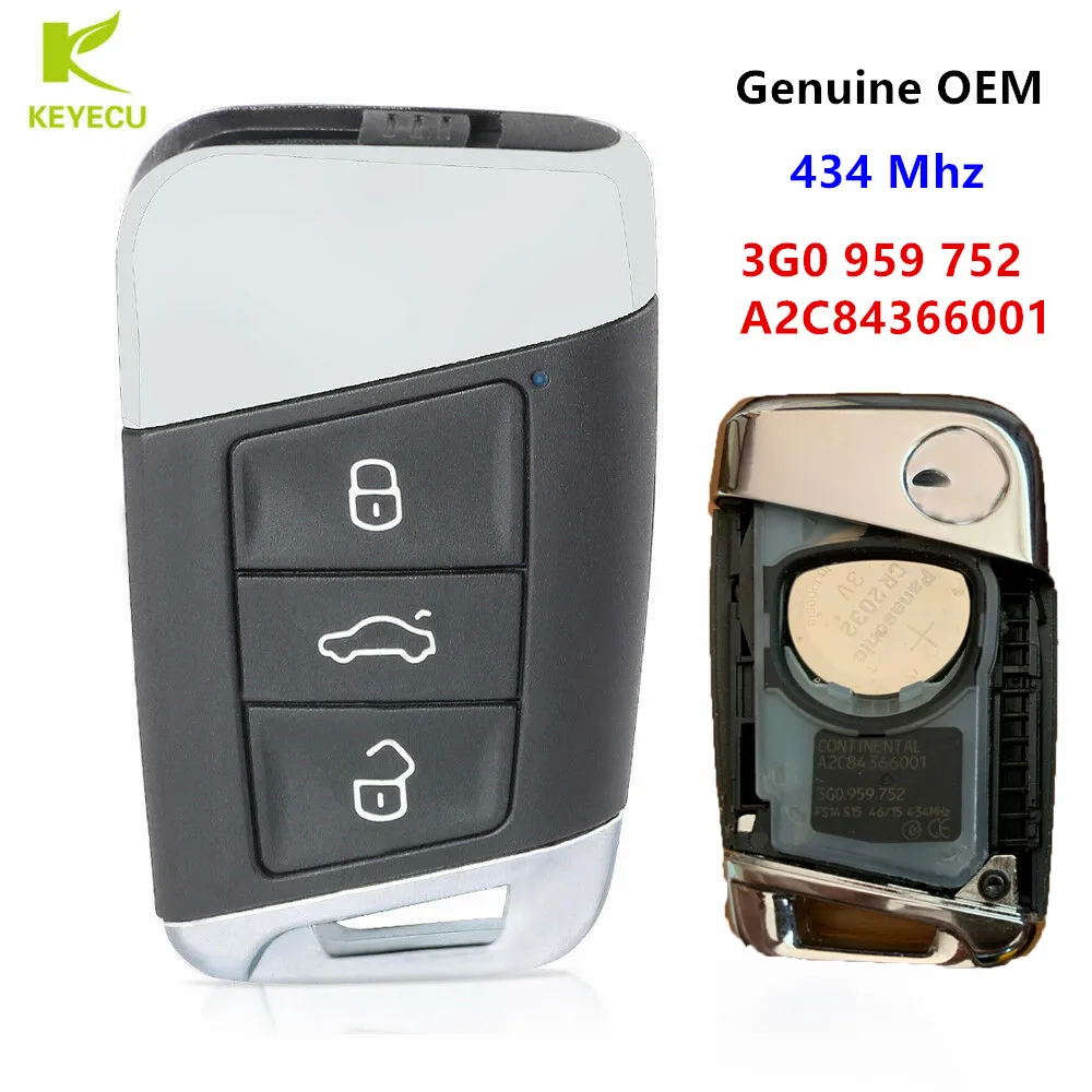 KEYECU Оригинальный OEM Keyless Умный брелок 3 кнопки дистанционного управления 434 МГц