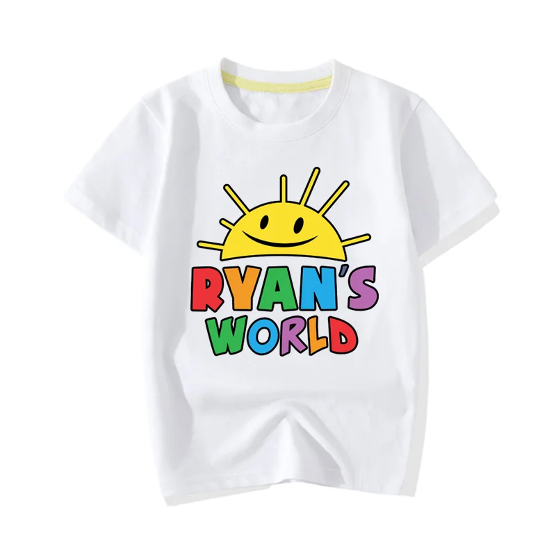 Одежда с принтом «Ryan's World» для мальчиков и девочек летние футболки с короткими рукавами для малышей Детские футболки, топы, одежда JY085 - Цвет: White T-shirt