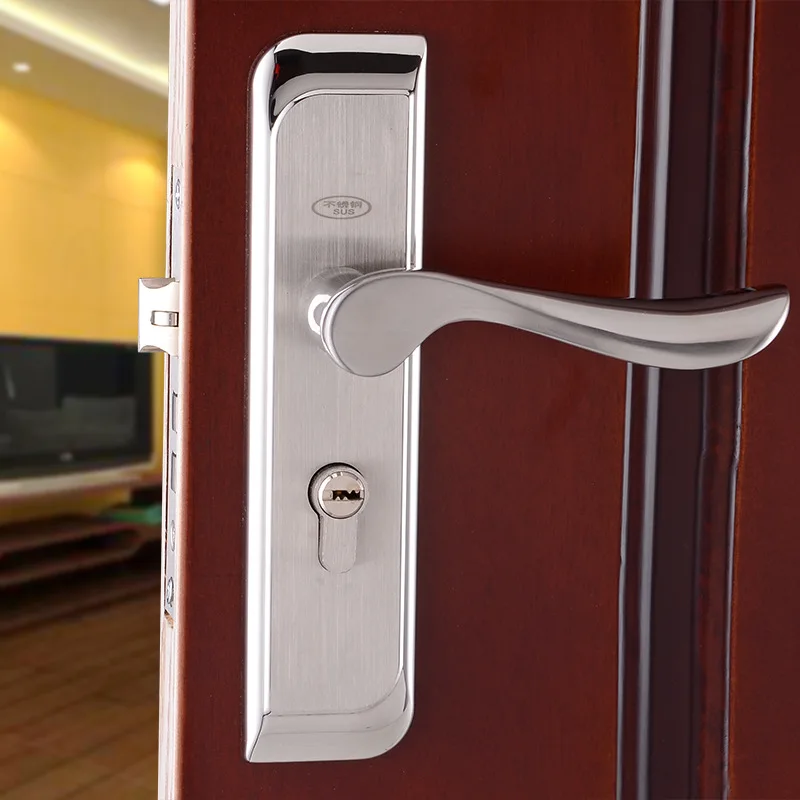 

Stainless Steel Doorknob Protector Simple Bedroom Wooden Doors Lock Machinery Handle Lock Steel Wooden Door Hardware Locks