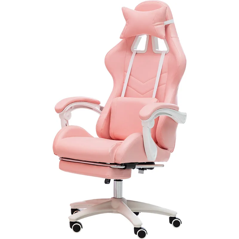 Pink Gaming Chair Girls Home Reclining Comfortable Swivel Chair Anchor Live Student Games Computer Chair Macarons Series 