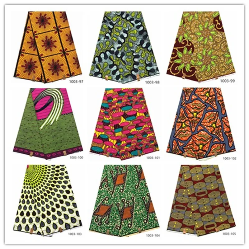 

Free shipping Ankara African Wax Veritable Real Dutch Wax Fabric 100% Cotton Sewing Dress Material 6yards/One Pieces 1003