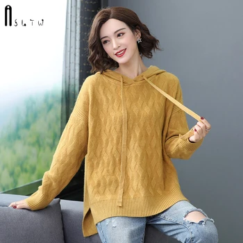 

ASLTW Sweater Woman Winter Thick Argle Jumper Long Sleeve Pullover Hooded Pull Femme Cashmere Women Sweater