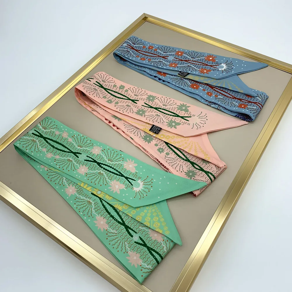 

Spring and autumn new small daisy double ribbon hair band binding bag handle small scarf wholesale customization