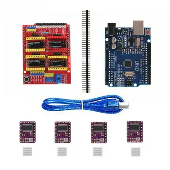 

UNO R3 Board for Arduino Compatible + CNC V3 Shield + 4x DRV8825 Driver