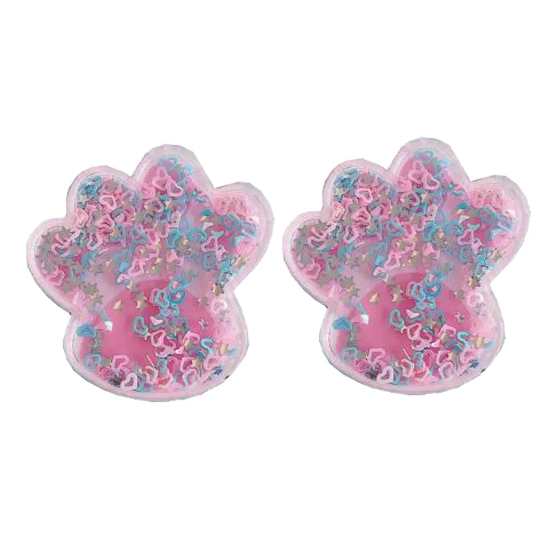 

51*51MM cartoon Paw Acrylic shaker resin Acrylic Planar Resin with Flowing sequin for DIY Hair Bows SKR71