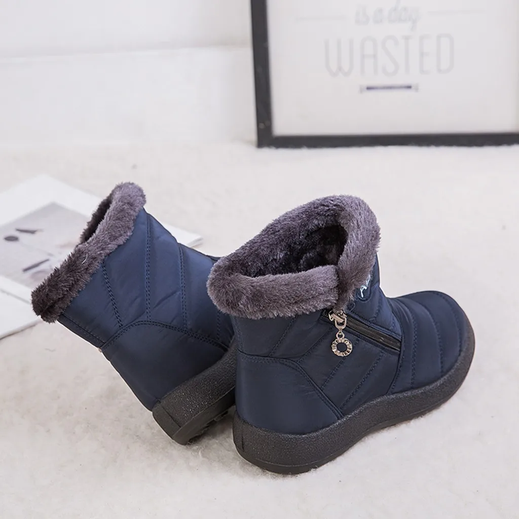 Waterproof Short Booties Women's Winter Warm Snow Boots With Plush Non-Slip Footwear Plus size 35-43 autumn and Winter Shoes