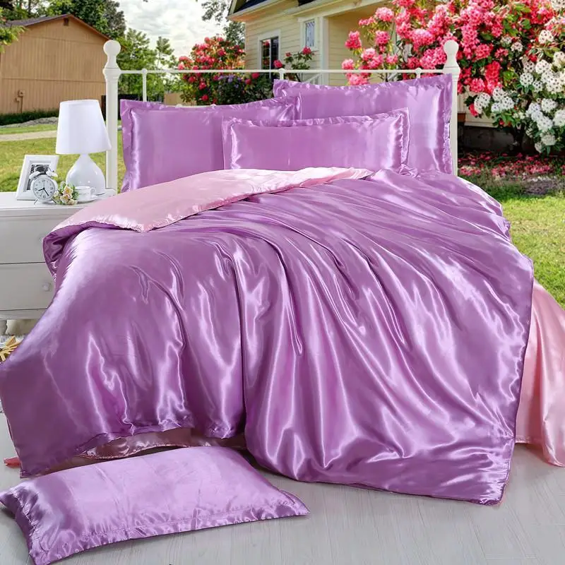 purple9 LOVINSUNSHINE роскошный комплект постельного белья Королева пододеяльник набор шелковое одеяло Постельный набор AB04 - Цвет: purple9