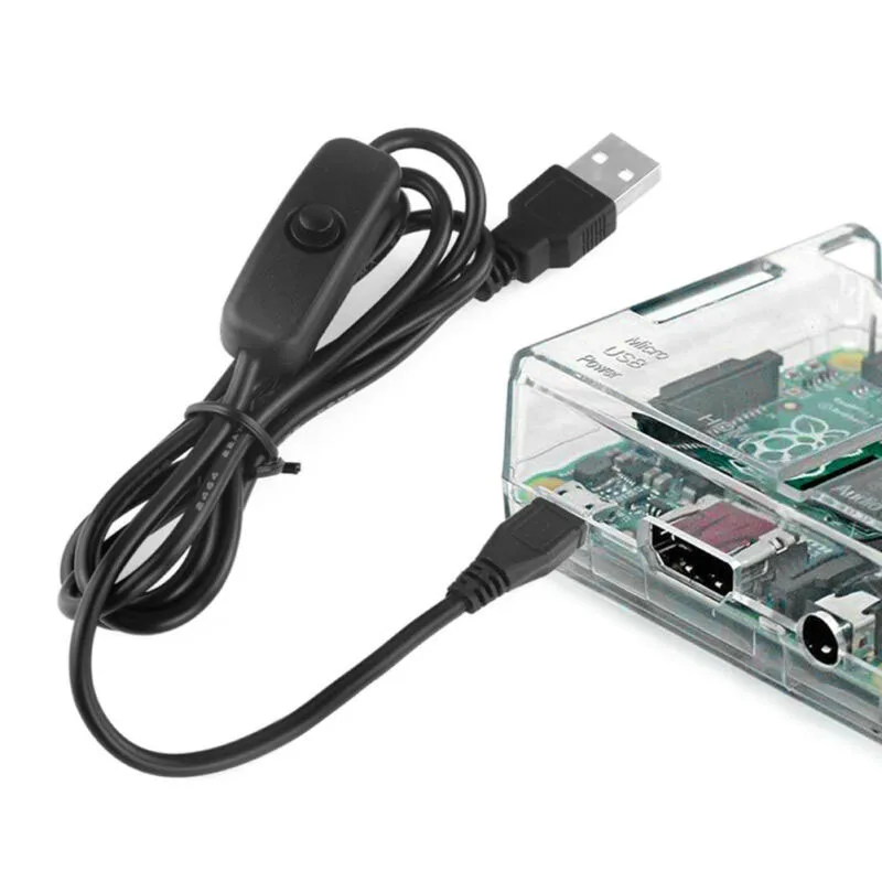 1 шт. 1 метр Черный Micro USB адаптер питания кабель с переключателем для Raspberry Pi 3