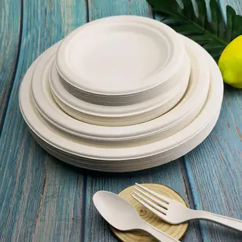 

50/100Pcs 6/7/9/10inch Disposable Biodegradable tray paper craft paper products cake plate DIY hand-painted barbecue