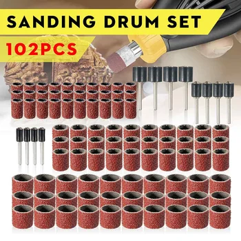 

102pcs 120 Grit Sanding Drum Kit With 1/2 3/8 1/4 Inch Sanding Mandrels Fit Dremel Rotary Tools