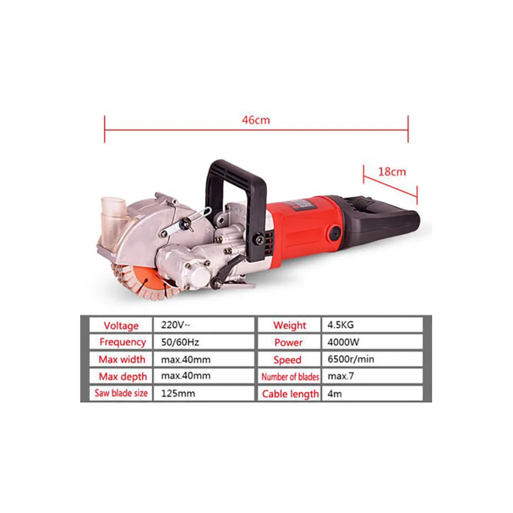 4000W Electric Wall Chaser – Concrete Cutting & Grooving Machine – 220V, 33mm Max Width 14 thumbnail image