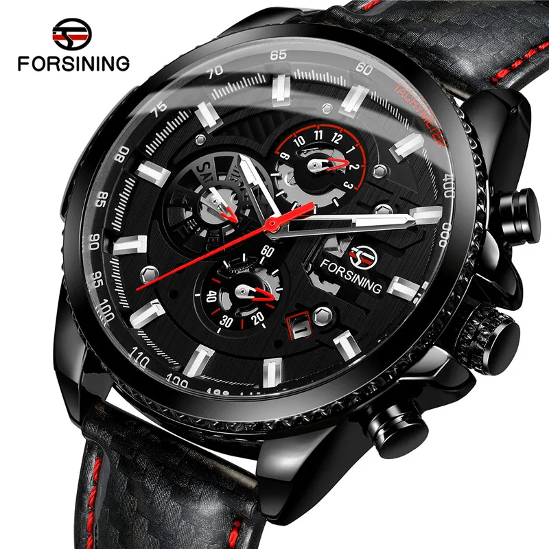 

FORSINING Automatic Mechanical Men Wristwatch Military Sport Male Clock Top Brand Luxury Real Leather Waterproof Man Watch 034