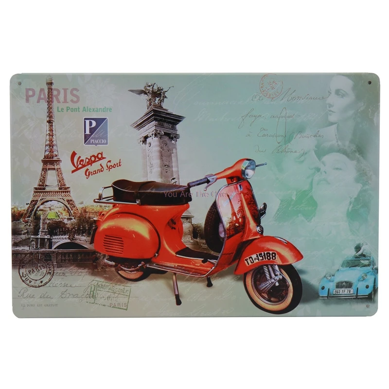 Carteles Vespa моторная металлическая жестяная вывеска Автобус Бар деревенская