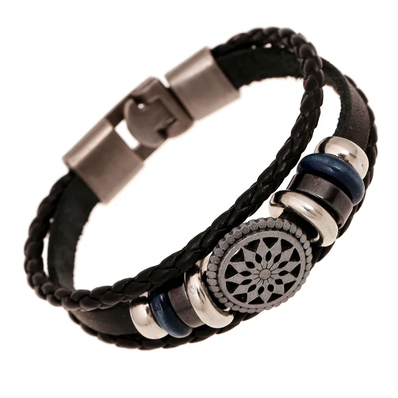 

Button Men's and Women's Leather Bracelets Punk Style Jewelry Highlights Personalized Gifts