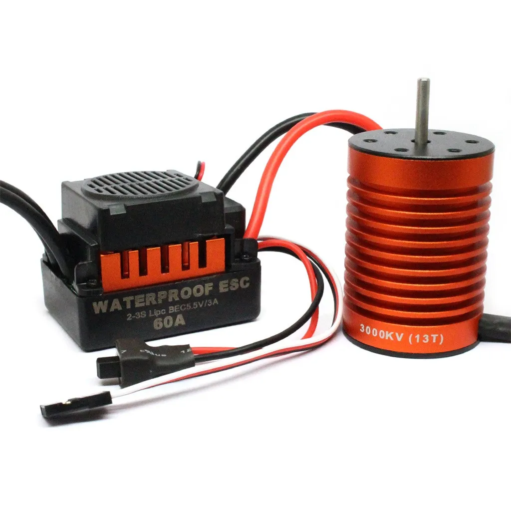 Черный 13 лет 3000KV бесщеточный мотор+ 60A ESC для 1/10 RC автомобиль грузовик Z918 - Цвет: Черный