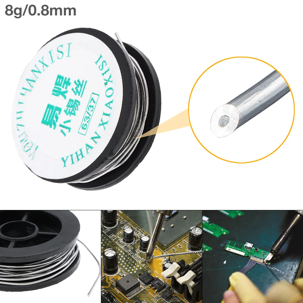 

63/37 8g 0.8mm Mini Solder Wire Tin Lead Wire Reel with 2% Flux and Rosin for Electric Soldering Iron Circuit boards