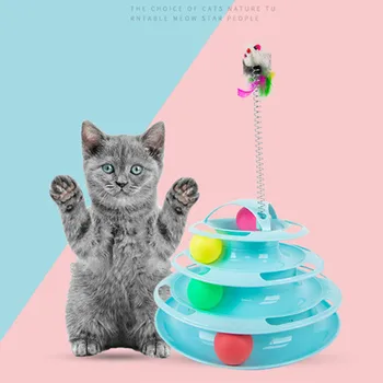 

Four Levels Pet Cat Toy Tower Tracks Disc Cat Intelligence Amusement triple Pay Disc Cat Toys Ball Training Amusement Plate