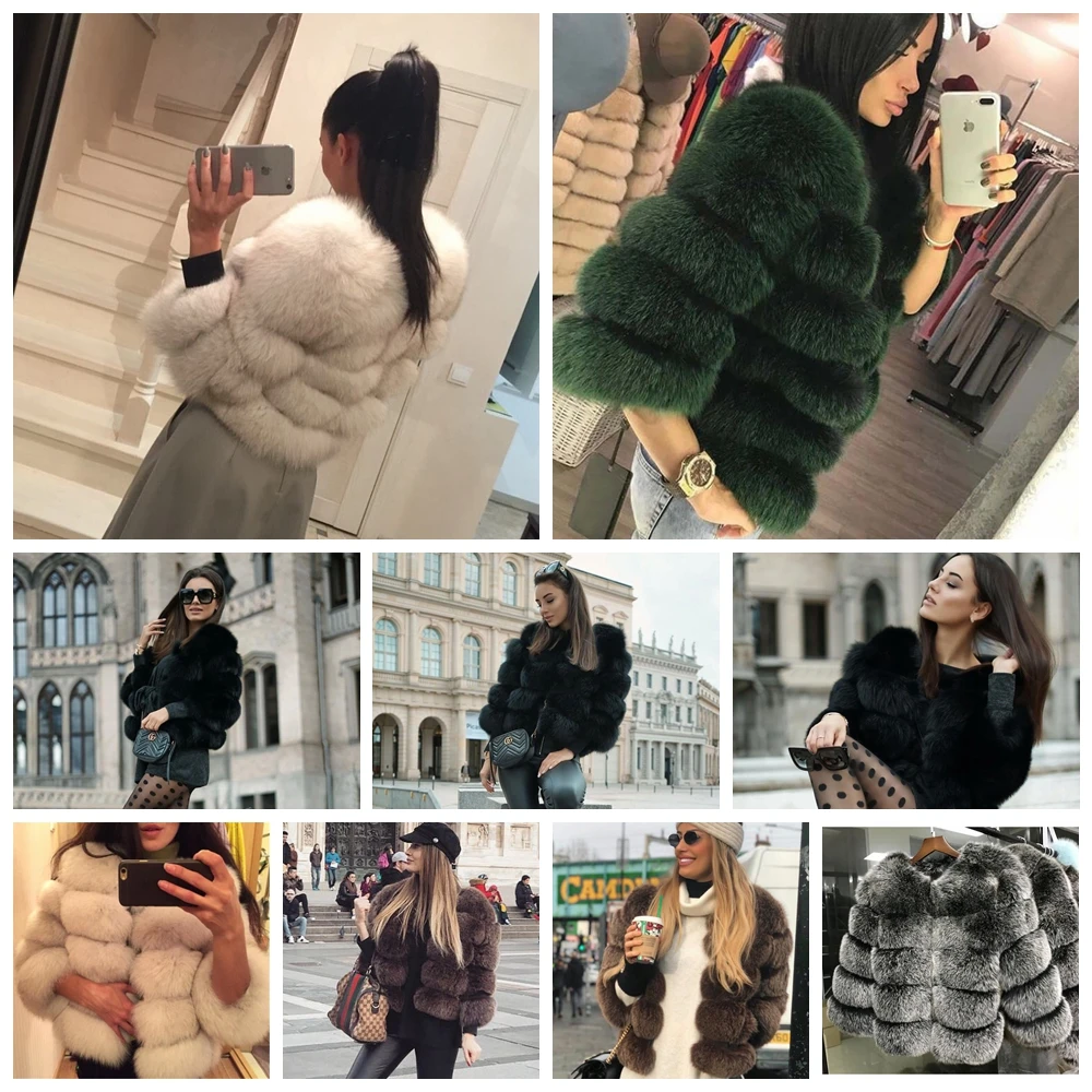 NEW style real fur coat 100% natural fur jacket female winter warm leather fox fur coat high quality fur vest Free shipping long puffer