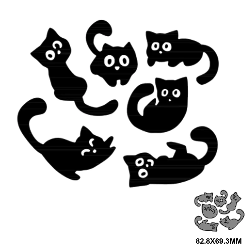 

6pcs Happy Halloween Cat Metal Cutting Dies Stencils For DIY Scrapbooking Photo Album Season Embossing DIY Paper Cards 2021 New