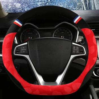 

auto car accessory D shape plush winter Steering Wheel Cover for Lada Vesta 2015 2016 2017 GAZ LCV UAZ