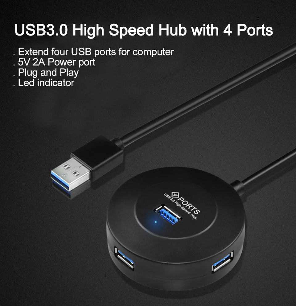 USB3.0 концентратор Кабель USB OTG 4 порта Портативный USB 3,0 5 Гбит/с мышь для Notbook USB кабель передачи данных 4 порта USB3.0 концентратор данных
