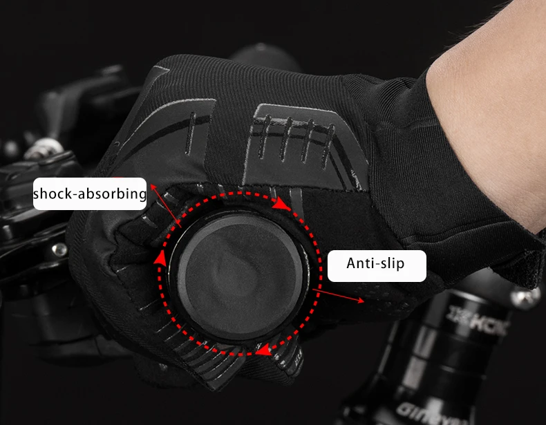 ROCKBROS велосипедные перчатки SBR амортизирующие противоскользящие велосипедные перчатки ветрозащитные теплые дышащие мужские и женские перчатки MTB на весь палец