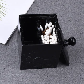 

Containers Jar Cotton Swab Holder Home Travel Bathroom Countertop Organizer Makeup Waterproof Storage Box Square Resin With Lid