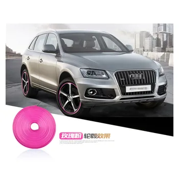 

Puou 8M Hub Car Wheel Rim Tire Ring Guard Line Protector Rubber Edge Strip Sticker Kit Pink Free shipping