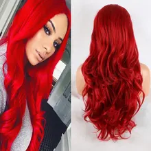 BM натуральные волнистые синтетические волосы 13*3 ручная вязка парик фронта шнурка огненный красный термостойкие волокна натуральные волосы для женщин парики на каждый день