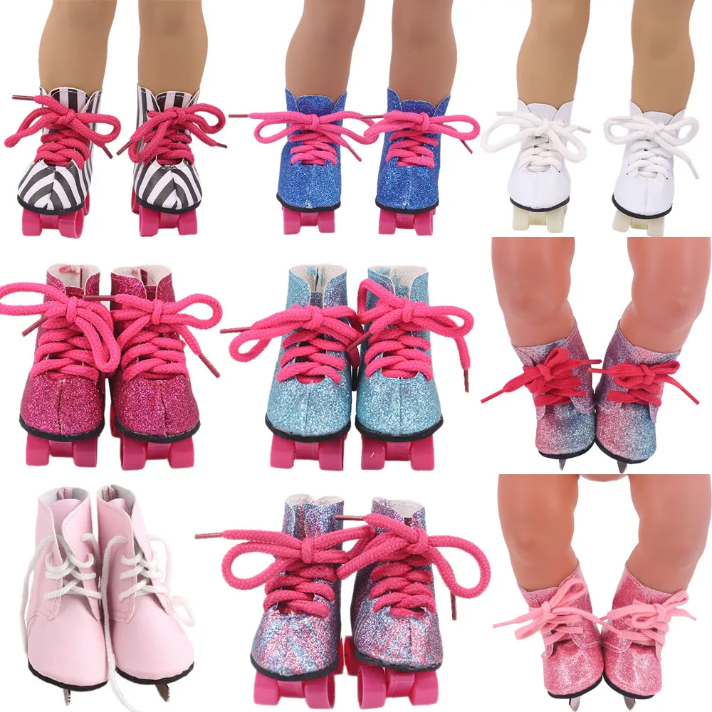 Scarpe Da Bambola Pattini A Rotelle Con Paillettes Accessori Per Bambole Colorate Per Bambole Americane Da 18 Pollici E 43 Cm Articoli Per Neonati, Gi
