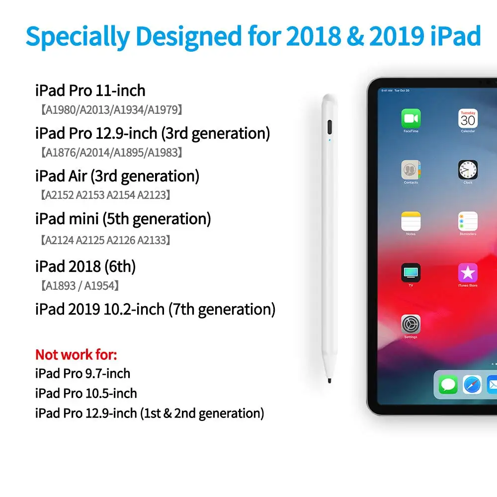 Обновленный стилус с отбраковкой ладони для iPad Pro 12,9 11 дюймов 10,2/ 6th 9,7/Air 3/Mini 5 для Apple Pencil 2